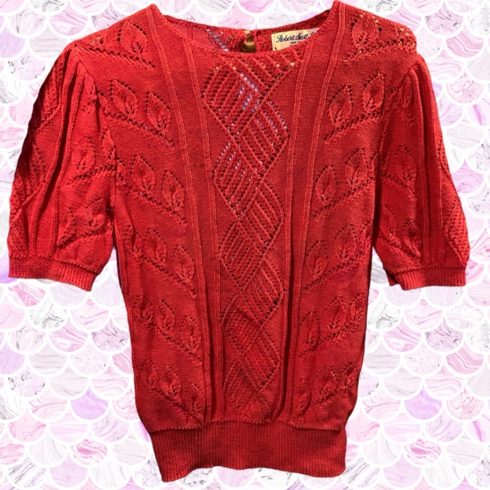 Vintage Robert Scott Ltd Hot Pink Short Sleeve Sweater Size M (runs small)